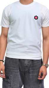 Men's white textured beige Imported T-shirt